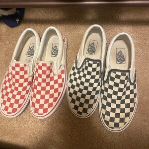 Vans Red and Black Checkered Slip-On Sneakers. 2 pairs for 45$!